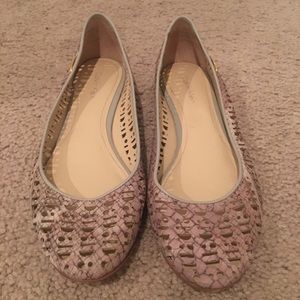 Calvin Klein mauve snake print flats